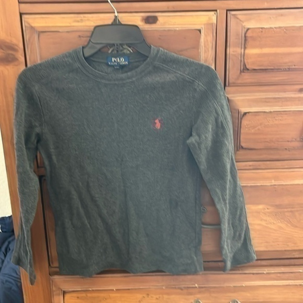 Ralph Lauren EUC Boy’s Gray Thermal  Tee Size M (10)